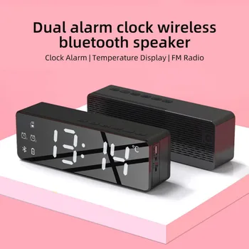 Portabil Smart Wireless Bluetooth Cutie de Sunet Noptiera Ceas Deșteptător Stereo Subwoofer Cu Monitorizarea Temperaturii Reglabile, Display LCD
