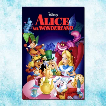 Alice in tara Minunilor Film de Artă Pânză de Mătase Poster de Imprimare Pisica Cheshire Poze de Perete Pentru Living Decorul Camerei