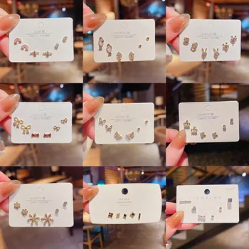 Moda Coreeană Argint 925 Set De Cercei Mici Fluture Stud Perla Cercei Inima Stras Bijuterii Pentru Femei Accesorii