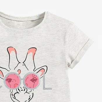 Puțin Maven 2021 Vara Gri T-shirt pentru Fete cu Frumoasa Girafa Destul de Haine pentru Copii de la 2 la 7 Ani