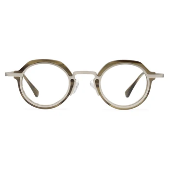 Femeie la modă ochelari rama de culoare cu dungi mici, rotunde ochelari cadru galben ochelari