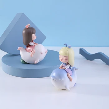 Vis-A-Basm Figura Anime Delfin Serie Drăguț Kawaii Jucarii Model PVC Garaj Kit Papusa de Creatie Ornamente