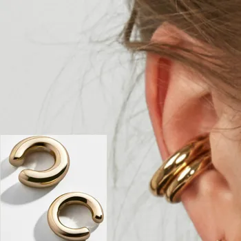 Moda Non Străpuns Cercei din Metal de Aur de Argint de sex Feminin Cartilajului Clip Ureche Rotund Ureche Bantă de Vânzare Fierbinte C-în formă de Bijuterii