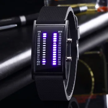 LED binar ceasuri cupluri iubitorii de ceas cadou de Moda bărbați și femei de lux Forma de Dreptunghi Albastru Lumina Silicon Barbati Sport Digital