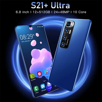 6.8 inch S21+ Ultra Versiune la nivel Mondial Telefon Inteligent 5000mAh 10 Core 12+512GB Smartphone 24MP+48MP Android Full Screen telefon Mobil Telefoane