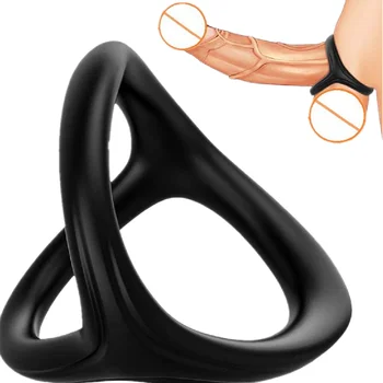 Silicon Penis 3 In 1 Ultra Moale Inel Pentru Erectie Consolidarea Jucarii Sexuale Pentru Barbati, Cuplu Plăcerea Sexuală Produse De Sex Masculin