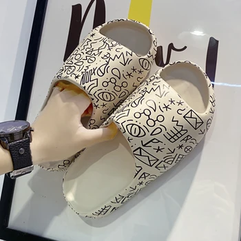 WEH 2020 brand de Lux Diapozitive Pantofi pentru Bărbați Papuci de Interior papuci de Casa Graffiti Casual Plaja Papuci de casă EVA Desene animate de Calitate, Pantofi