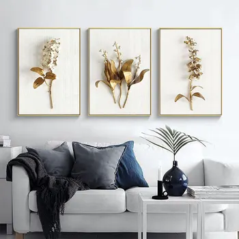 Moderne de Lux Frunze de Plante și Flori Pictura Panza de Imprimare Decorative de Perete de Imagine pentru Camera de zi Nordic Decor Acasă de Artă Poster