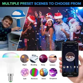 WiFi Smart Bulb Bec LED RGB APLICAȚIE de Control Alexa Control Vocal Becuri de Economisire a Energiei de Reglaj Multicolor Inteligente Becuri E14 7W