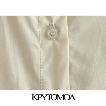 KPYTOMOA Femei 2021 Moda Chic Cu Butoane Ciufulit Mini Tricou Vintage Maneca Lunga Plisata Femei Rochii Vestidos Mujer