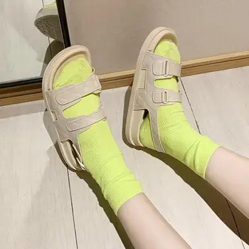 2021 noi de vara cu talpi groase casual deget de la picior deschis toate-meci roman pantofi de culoare de bomboane pentru femei sandale zapatillas mujer