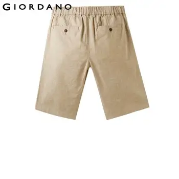 Giordano Bărbați pantaloni Scurți Lenjerie-bumbac Joase pantaloni Scurți de Vară Centura Elastica Mulit Buzunar Absoarbe Umezeala Pantaloni Casual 01101340