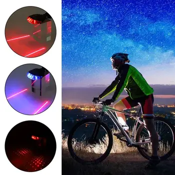 Bicicleta cu LED din Spate, lumina spate Impermeabil de Siguranță lampa de Avertizare 5 LED Laser 2 Noaptea Biciclete de Munte de Lumină Spate Lampă de Biciclete Rutiere Ușoare