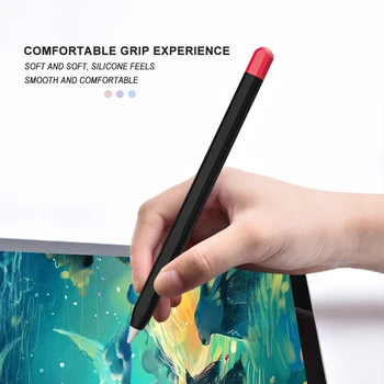 Potrivit Pentru Apple Pencil 2-A Generație Stylus Contrast De Culoare Silicon Husa De Protectie Cu 2 Capace Portabil All Inclusive Anti