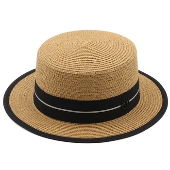 Găleată pălărie de Femei pe cap de vară pe plajă vizieră de protecție solară montate paie Capace de primăvară Panglică M2021 moda Panama pentru fata margine largă