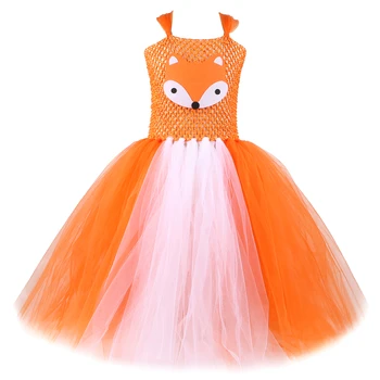 Vulpe portocaliu Rochie Tutu Mult pentru Fete Baby Animal Costume de Halloween pentru copii Petrecere de Aniversare pentru Copii Rochii Full Lungime de Glezna