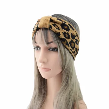 Leopard De Imprimare Femei Tricotate Bentita Elastica Hairwear