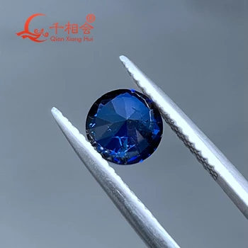 33# Artificială de culoare albastru safir forma Rotunda diamant tăiat, inclusiv minore fisuri și incluziuni corindon liber bijuterie de piatra