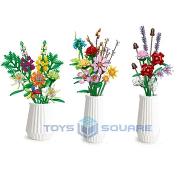 Floarea De Piersic A Crescut Buchet De Flori Cu Figurine Cărămizi Model Blocuri Set Cadouri Jucarii Educative Pentru Copii