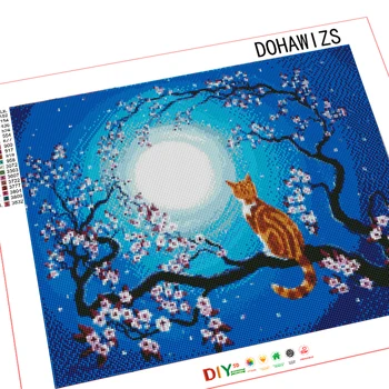 DIY Diamant Pictura Cat Cadou Handmade 5DFull Burghiu de Diamant Broderie Animal Mozaic Copac Peisaj Decor Acasă