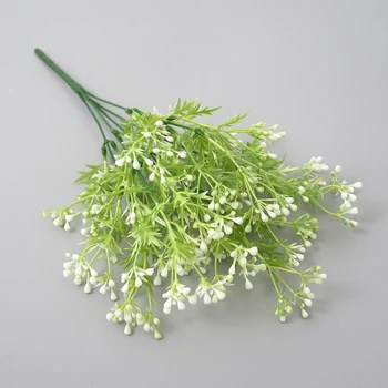 36cm Lungi, albe artificiale berry buchet de flori artificiale, plante fructifere mini frunze în aer liber, camera de zi de decorare nunta