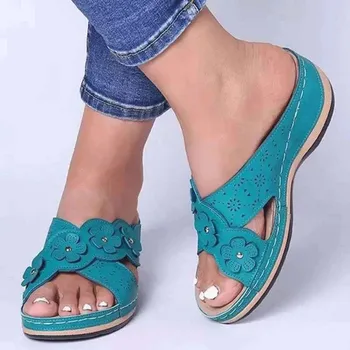 Femei Sandale Noi Casual Pantofi De Vara Pentru Femeie Peep Toe Papuci Moi Jos Pene De Pantofi Pentru Femei Tocuri Sandalias Mujer Plus Dimensiune