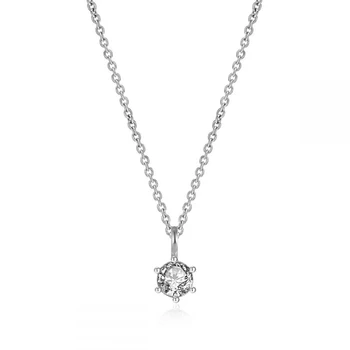 Argint 925 Singur Diamant Colier Simplu de Cristal Zircon INS Lanț Cravată Pentru Petrecerea Lanț Colier Femei Cravată цепочка