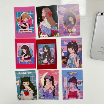 Harajuku Fata anime Imagini Decorative Retro carte Poștală Carte de Ilustrare Telefon Mobil Autocolant perete kawaii decor camera 9 Foi
