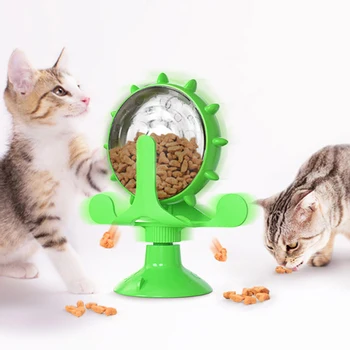 Distracție Pentru Animale De Companie Pisica Placă Turnantă Jucărie 360 De Rotație Moară De Vânt Interactive Dispozitiv De Alimentare