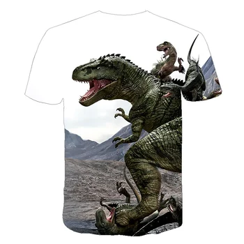 BĂIEȚII de Vară Brand Copii Băieți de Desene animate Snow Mountain Dinozaur 3D de Imprimare T-shirt Topuri Tricouri Tricou de Vara Băiat Haine cu Maneci Scurte