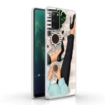 Rezistent la șocuri de Caz pentru Samsung Galaxy S20 FE S21 S9 S10 Plus Nota 20, Ultra Lite 10 9 Mat Telefon Cover Girl Șeful Roz pentru Femei