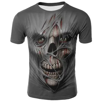 2021 Noi de Vara pentru Bărbați T-Shirt Casual Scurte Gât Rotund cu Mâneci T-Shirt Diavolul Craniu de Moda Trendy Brand Craniu 3D T-Shirt de sex Masculin 6XL