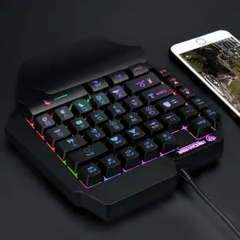 Mini Tastatura de Gaming cu O singură mână cu Fir de Joc Pentru LOL PUBG CF Joc de Colorat tastatură cu iluminare din spate Gamer Pentru Tastatura Comprimat Mobil