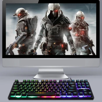 GK-10 cu Fir de 87 de Taste Tastatură Mecanică de Gaming RGB cu iluminare de fundal pentru PC Gamer P9YA