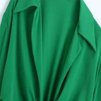 Za Vara Înnodate Bluza Verde Femei V-neck Tricou cu Maneci Lungi, Tiv Spate Cutat Tricou Casual Moda Cardigan de Plaja cu Nisip Tricou