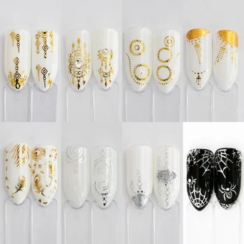 30buc/set de Aur de Argint cu Pene de Floare de Design Apă Autocolant de Unghii Decalcomanii pentru Femei Fete DIY Unghii Decor de Instrumente de Manichiură