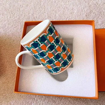 De Înaltă Calitate De Portelan Cana De Cafea Cu Orange Box Bone China Ceai Lapte Cana De Apa Nordic Home Decor De Nunta De Lux Cadouri