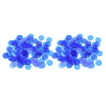200 De Bucăți De Plastic Chips-Uri De Bingo Transparent Contoare De Numărare Joc De Bord Albastru