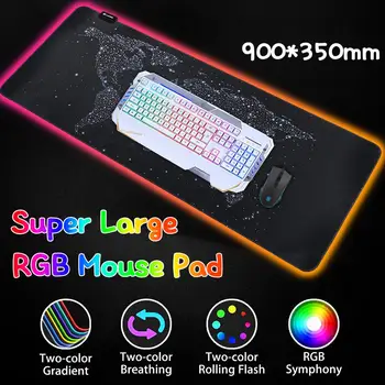 Saber Soarta Anime RGB 900x400/300X600 Mare de Jocuri de Fundal cu LED Mouse Pad XXL Gamer Tastatura Mousepad cu Blocare Marginea Birou Mat
