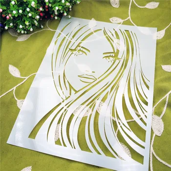 Femeie cu părul lung mold scut DIY tort album șabloane gol Ornamente de imprimare dantela conducător de Ziua Îndrăgostiților