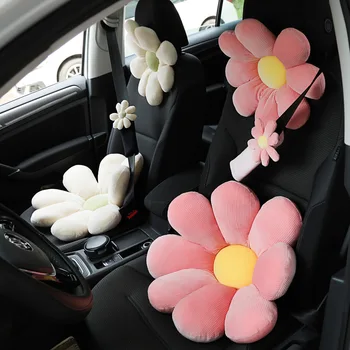 Masina de pluș tetiera creative floarea soarelui mașină de gât perna perna din spate lombare cap pernă suport auto femeilor accesorii de interior