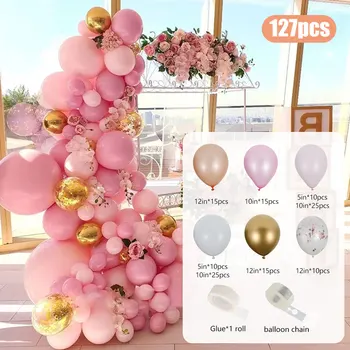 127 Buc Roz Macaron Balon de Metal Ghirlanda Arc de Nunta Baloane Decoratiuni Petrecere, Baloane pentru Copii Copil de Dus Fata