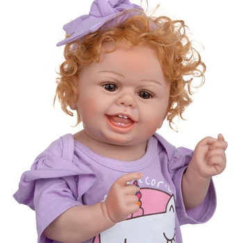 KEIUMI 22 Inch Full Silicon Renăscut Baby Doll Soft Touch 3D-Vopsite Cu fusta Violet Pentru Fete Copilul de Moda Cadouri