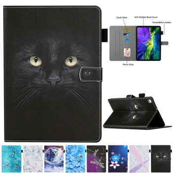 Pentru Samsung Galaxy Tab Un Caz 8.0 inch 2019 SM-T290 T295 T297 de Desene animate Pisica Neagra Capac din Piele Pentru Samsung Tab 8 A8 Acoperi Cazuri