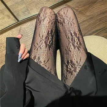 Dresuri Sexy pentru Femei Punk Harajuku Pește Net Ciorapi Chilot Stil Japonez Vara Plasa de Nailon ochiurilor de Plasă Negru Colanti Club de noapte