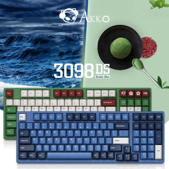 AKKO Ocean Star 3098DS Tastatură Mecanică cu Fir de Fasole Roșie Matcha 98 Cheile TTC Aur Roz Gateron Capac Galben Comutator Personaliza Joc