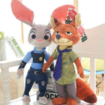 Disney Autentic 45cm Zootopia Bunny Judith Nick Papusa Ragdoll Jucării de Pluș Hobby-uri, Animale de Pluș Filme de TELEVIZIUNE Pentru Copii Cadouri