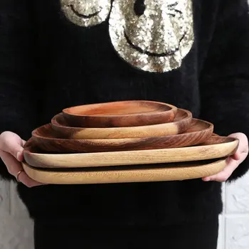 5 Dimensiunea De Lemn Set De Plăci De Lemn Natural Vas De Porțelan Tort Desert Farfurie De Servire Sushi Japonez Placa De Lemn Tacamuri