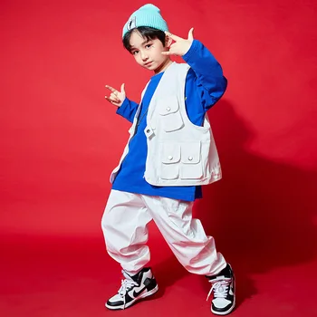 Copil Hip Hop de Îmbrăcăminte fără Mâneci Jacheta Top Supradimensionat Tricou Tricou Streetwear Pantaloni pentru Fete Baieti Jazz Dans Costum de Haine