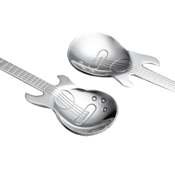 Fierbinte YO-Chitara Linguri de Cafea 6-Pack Creative Drăguț Linguri din Oțel Inoxidabil Lingurite Lingură în Formă de Chitară(Argint)